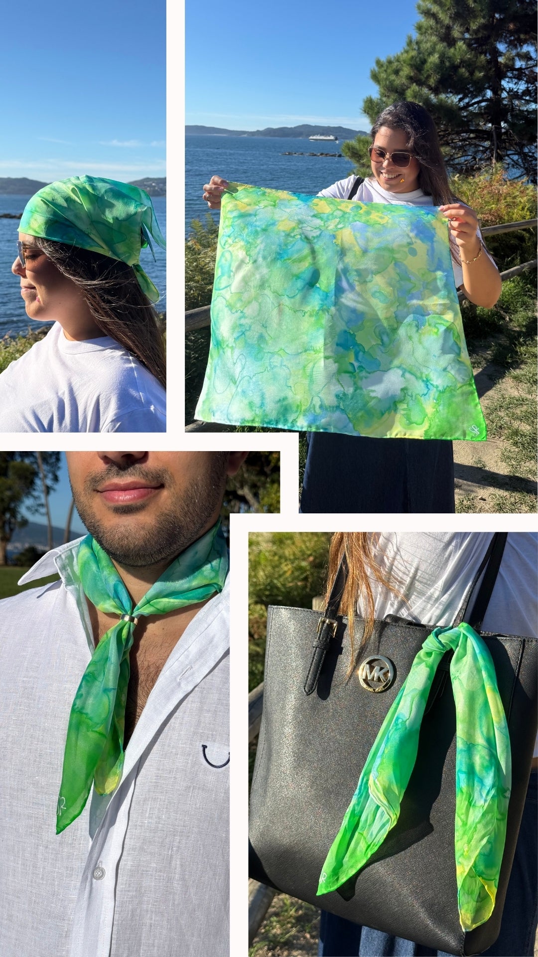 Liquid Garden | Pañuelo de seda pintado a mano