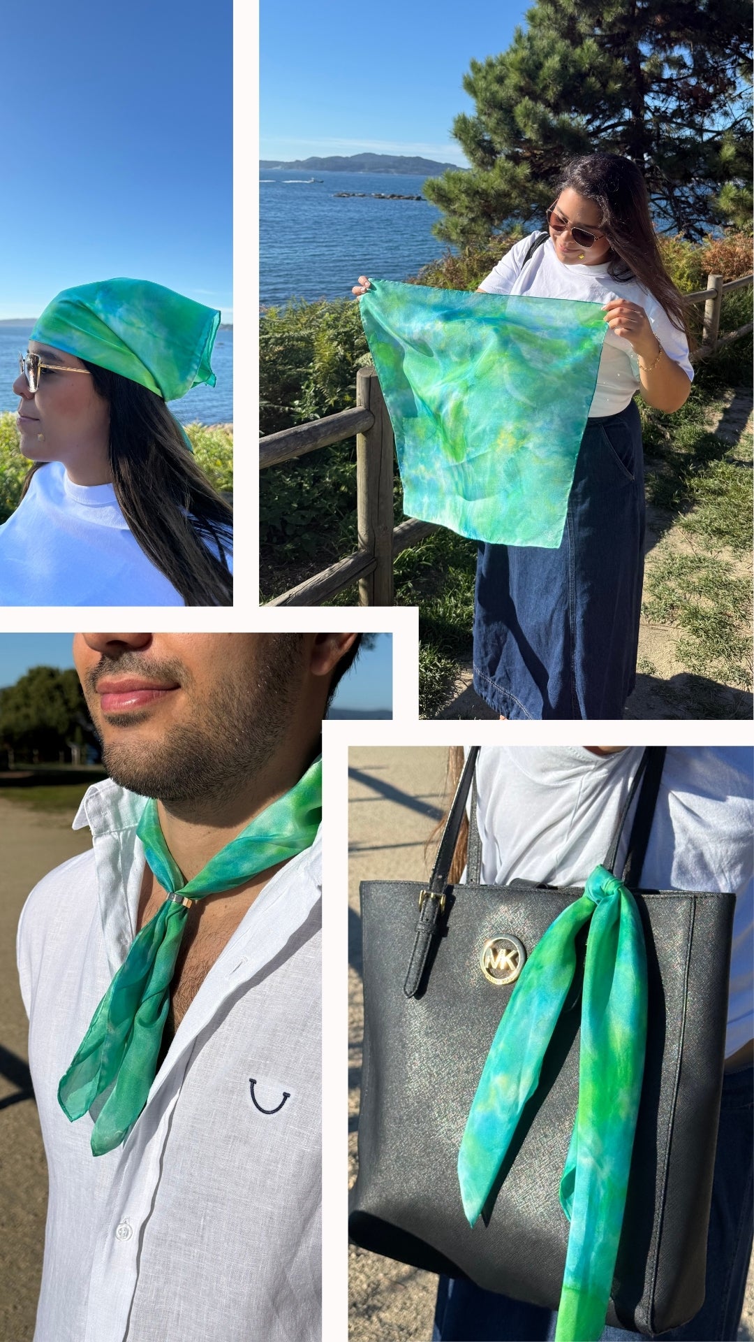 Ría | Pañuelo de seda pintado a mano