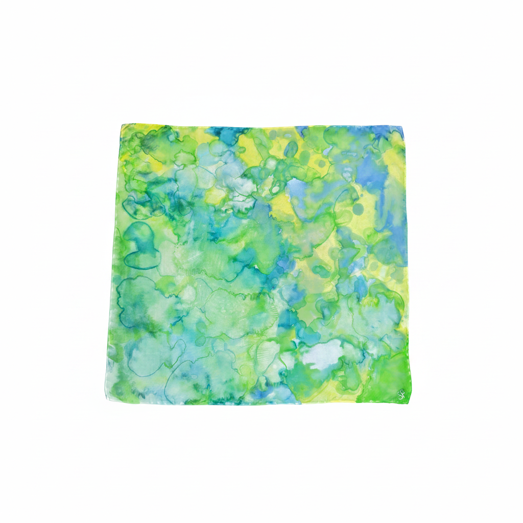 Liquid Garden | Pañuelo de seda pintado a mano