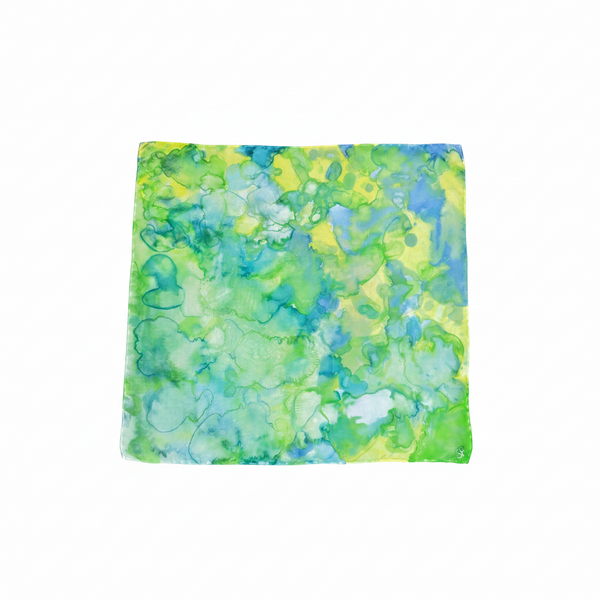 Liquid Garden | Pañuelo de seda pintado a mano